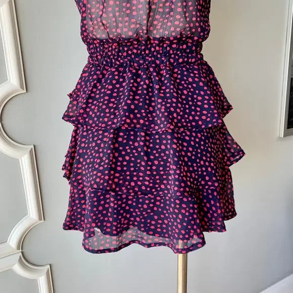 Row A Ruffle Tiered Polka Dot Strappy Chiffon Mini Dress Size XS - Picture 7 of 8